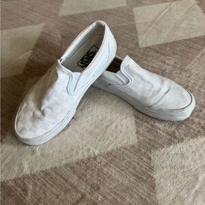 Vans White Checkerboard Slip-On Sneakers